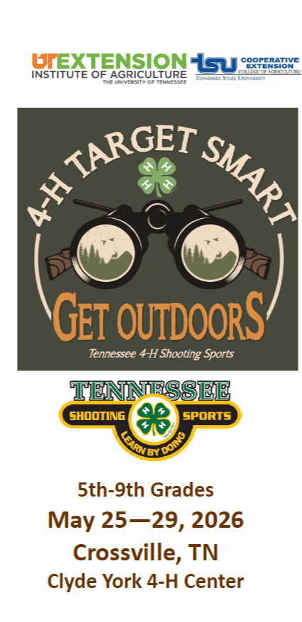 Target Smart Camp

May 25-29

Completed 5th-9th graders

Register to 4-H Office by May 4th!

423-272-7241

https://drive.google.com/file/d/1q7z469sdARVx79Wa95K55oLKNRAO8uuU/view?usp=drive_link